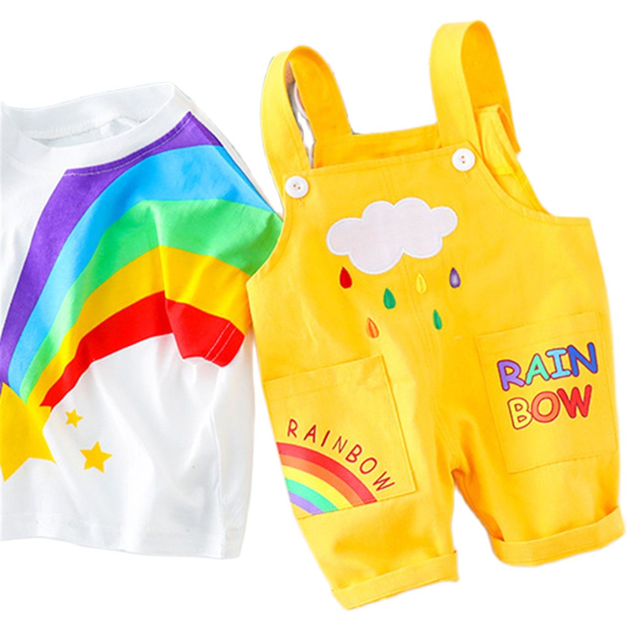Conjunto Camiseta + Jardineira Rainbow Joy