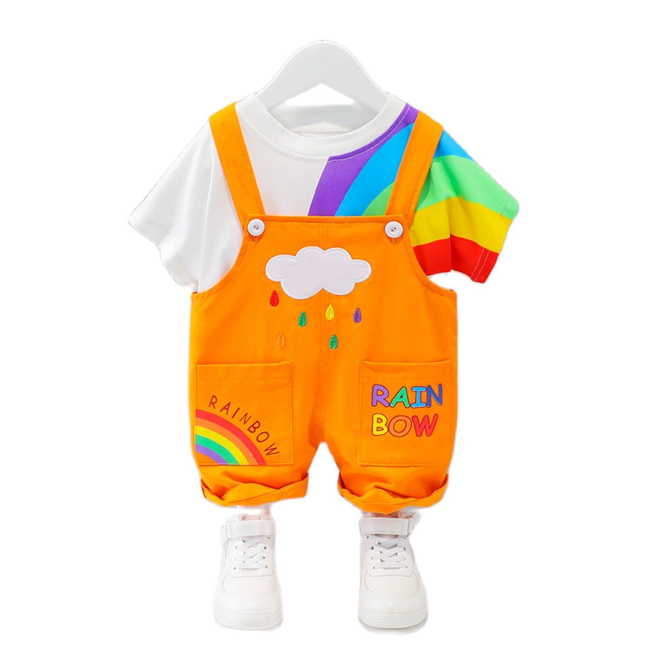 Conjunto Camiseta + Jardineira Rainbow Joy