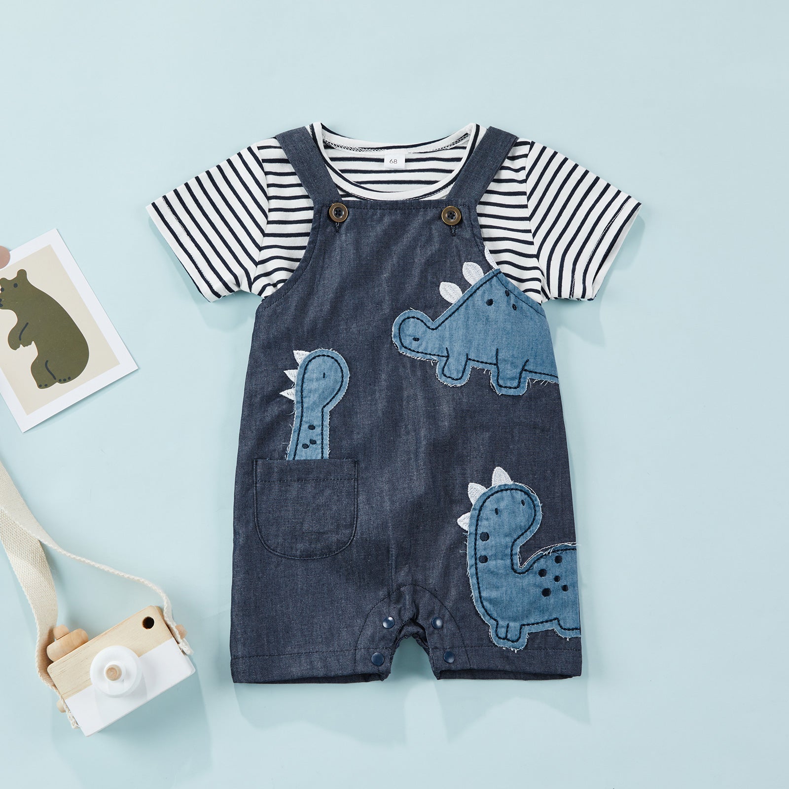 Jardineira Infantil Masculina Dino Aventureiro