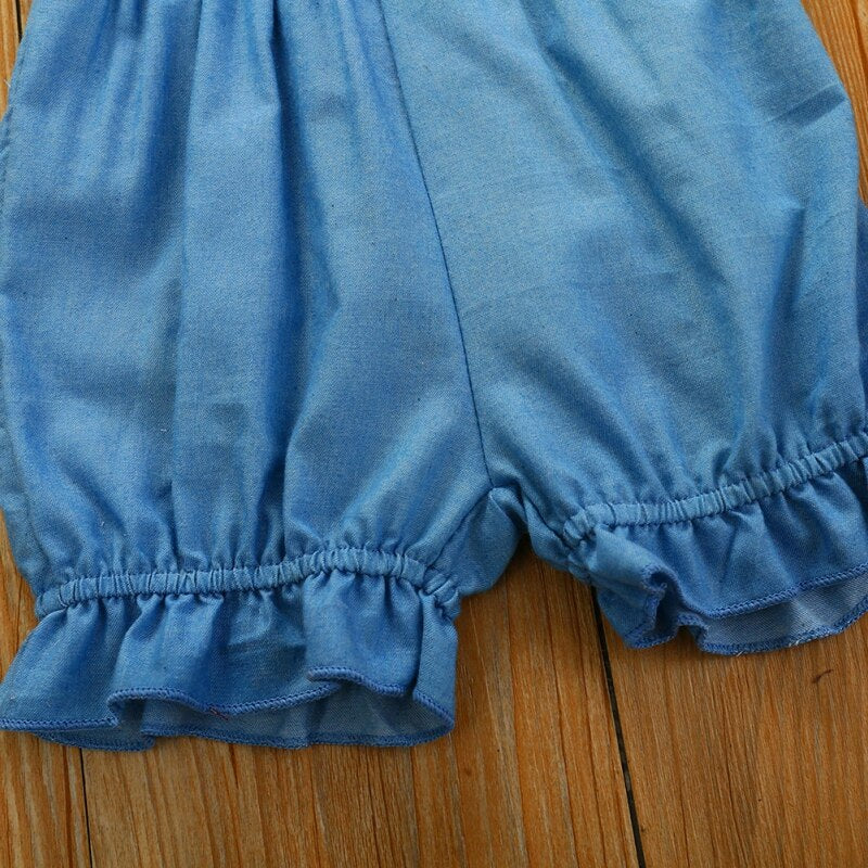 Macaquinho Jeans Infantil Azul Casual