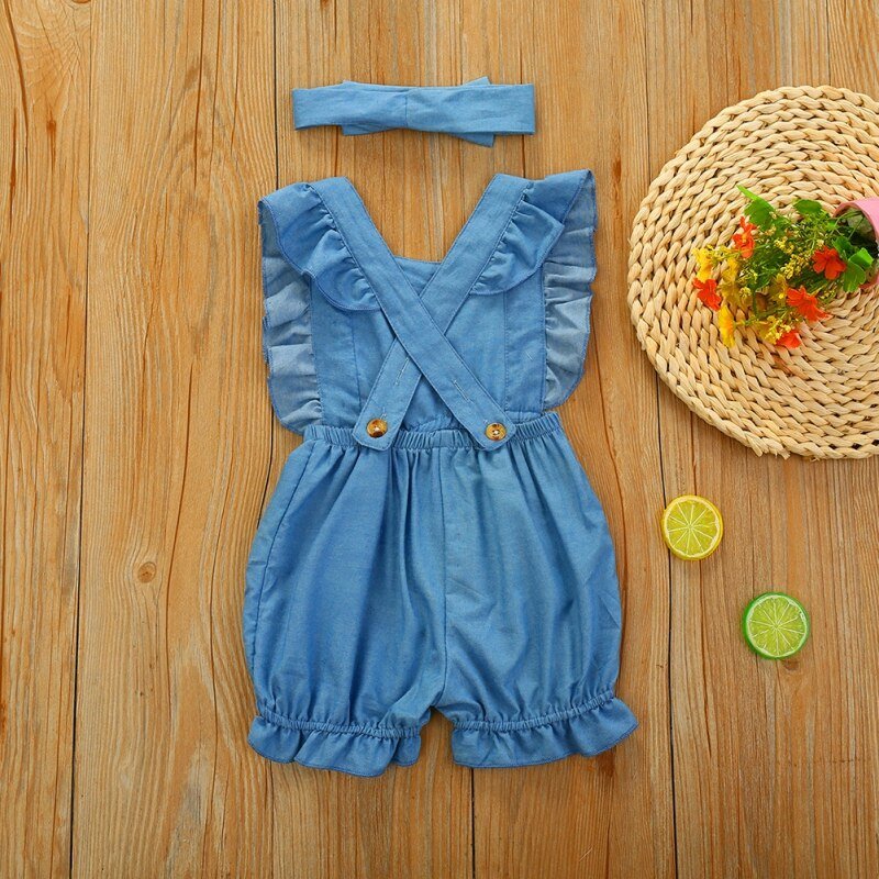 Macaquinho Jeans Infantil Azul Casual