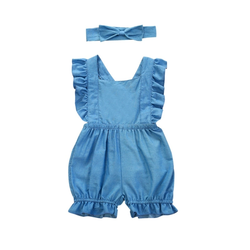 Macaquinho Jeans Infantil Azul Casual